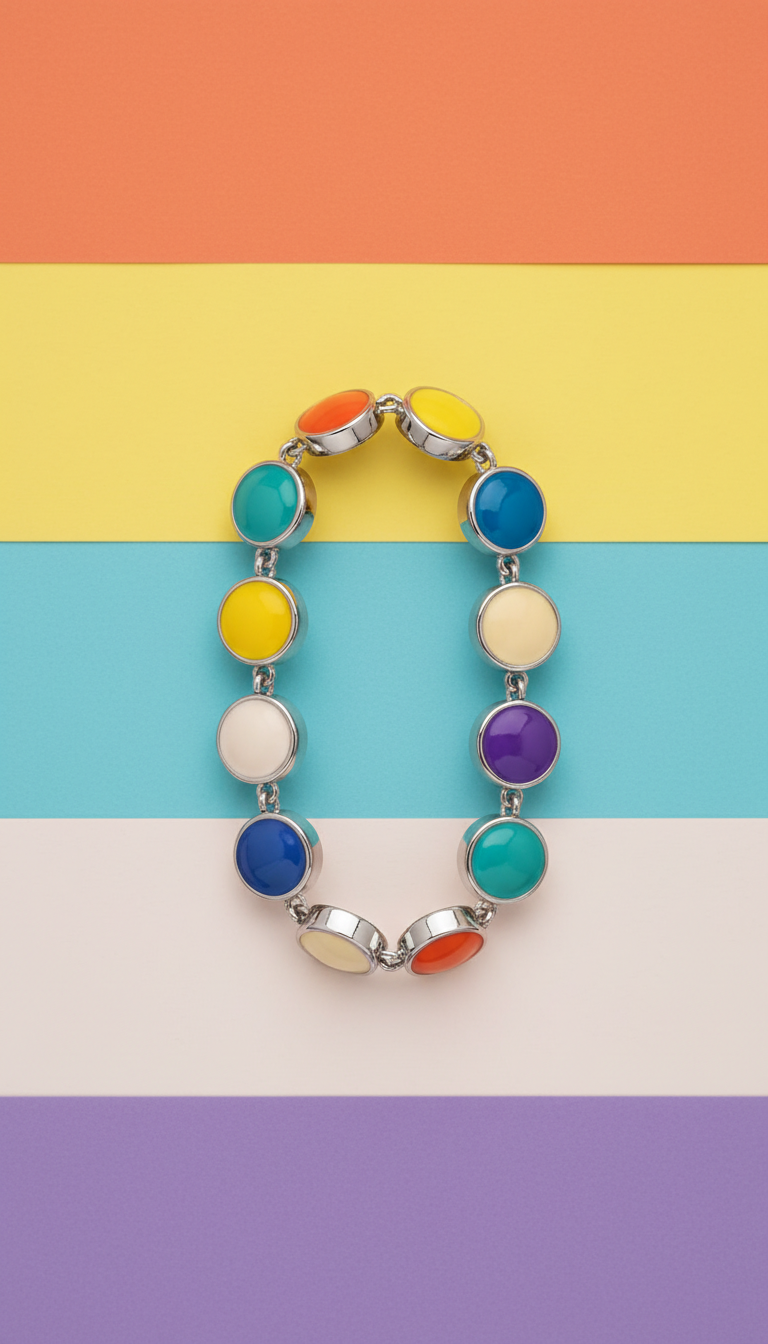 Rainbow Enamel Charm Bracelet